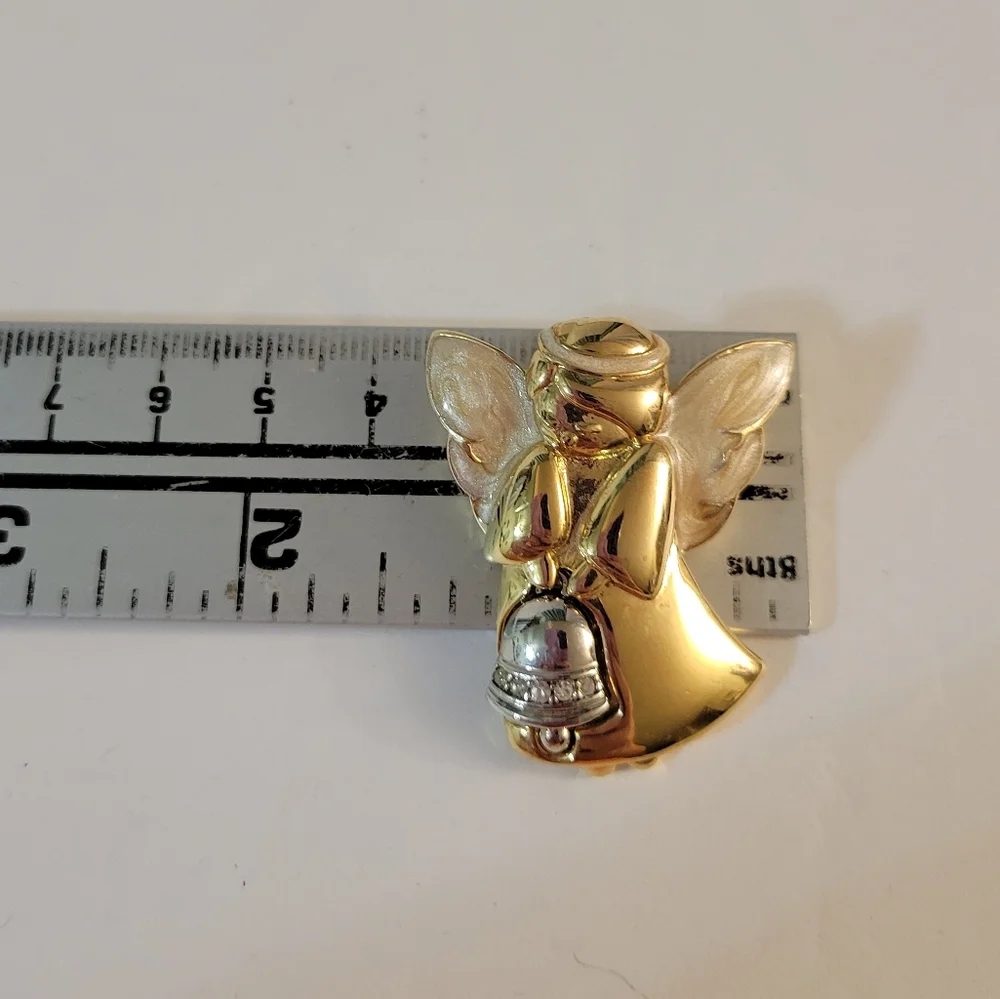 Vintage Enameled Angel Brooch Holiday